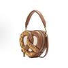 Kate Spade NYC 3D Pretzel-Shaped Patent Leather Shoulder Crossbody Tote Bag for Women, Brown Multicolor