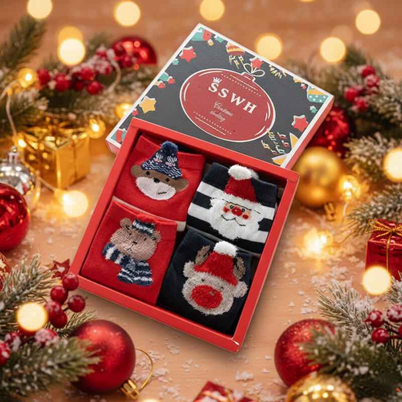 4 Pairs of Sleep Socks Christmas Winter Set 4-pair set
