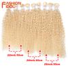 FASHION IDOL 22-26 Zoll 300g/9 Stück Kinky Curly Synthetische Weave Haarverlängerungen Ombre Braun Hitzebeständige Faser Haarsträhnen