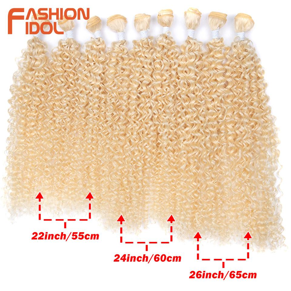 FASHION IDOL 22-26 Zoll 300g/9 Stück Kinky Curly Synthetische Weave Haarverlängerungen Ombre Braun Hitzebeständige Faser Haarsträhnen