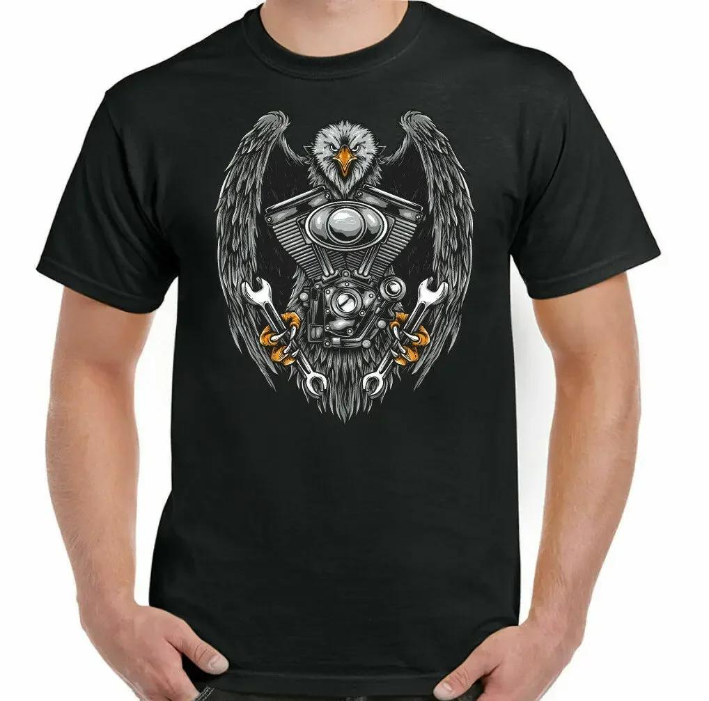 Motorcycle Cafe Racer Motorbike Chopper Eagle Engine Motorcyclist TShirt 100 Cotton ONeck Short Sleeve Casual Unisexs Tshirt