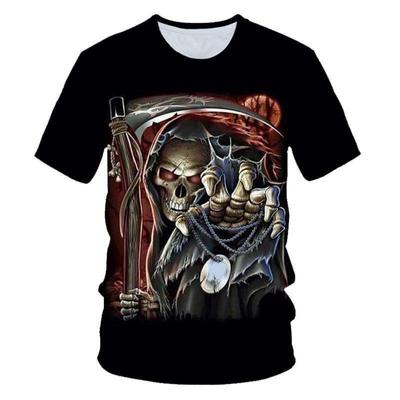 Summer Tops Men Plus Size Clothing Death Skull 3D Print T Shirt Tees O Neck Short Sleeve Top Breathable Man Shirts