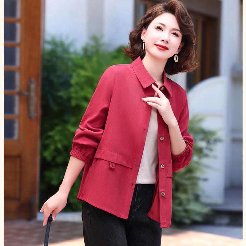 Elegant Spring/Autumn Shirt Jacket for Middle-aged Women