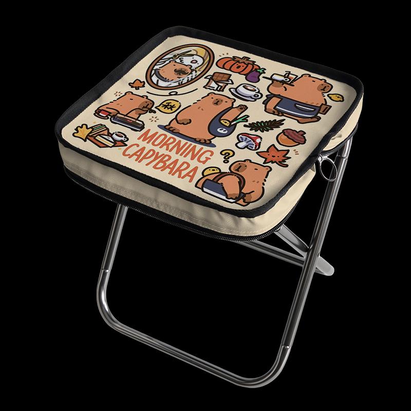 Capybara Portable Folding Stool with Pencil Case Storage