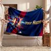 Lamine Yamal Personalized Fleece Blanket With Football Logo, Custom Name Text Soft Warm Home Throw Blanket