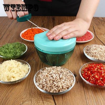 Manual Chopper for Multi-functional Food Processing Nut Chopper Five-leaf Blade Manual Meat Grinder Hand-pull Vegetable Chopper Garlic Paste Machine