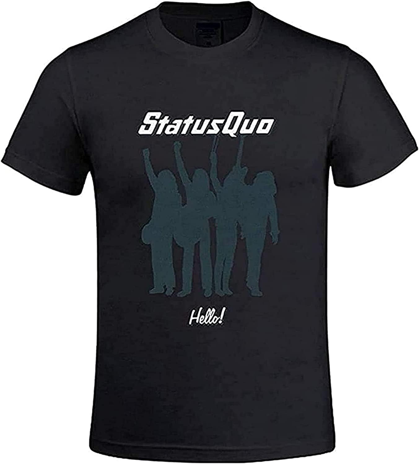 CloudsTetrade Mannen Status Quo Hallo Mannen T-shirts met Ronde Hals Ontwerpen 3XL zwart
