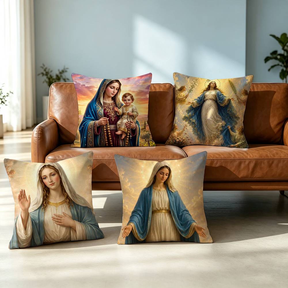 Blessed Virgin-N M-Mary Square Double-Sided printed Pillow Case Bedroom Bedside Pillow Sofa Cushion Cover Gift