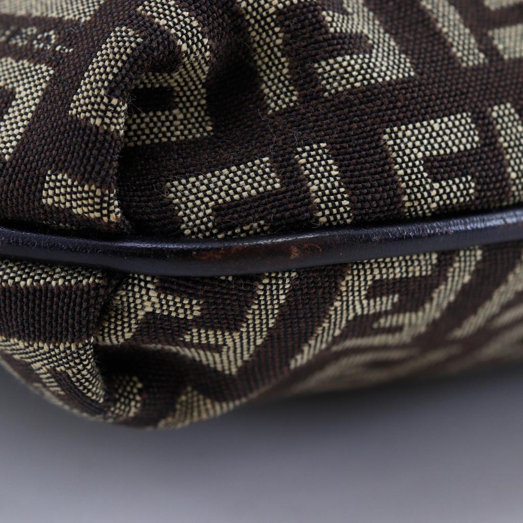 FENDI Zucchino Shoulder Bag 8BT075 Brown canvas Women Used