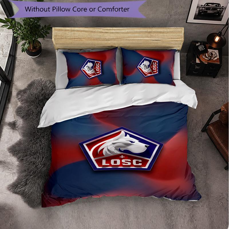 LOSC Lille FC Bettwäsche-Set 3-teilig Bettbezug-Set Dekorative Bettwäsche für Jugendzimmer Heimdekoration