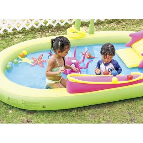 JILONG Sea Animal Pool, 298 x 165 x 55cm (inflated size), JL-688048, GR/YL/PK, Large