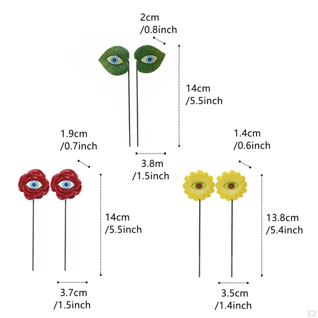 6 Stück Augen-Blumen-Dekorationsstecker für den Außenbereich, für Rasen, Hof, Terrasse, Innenbereich.