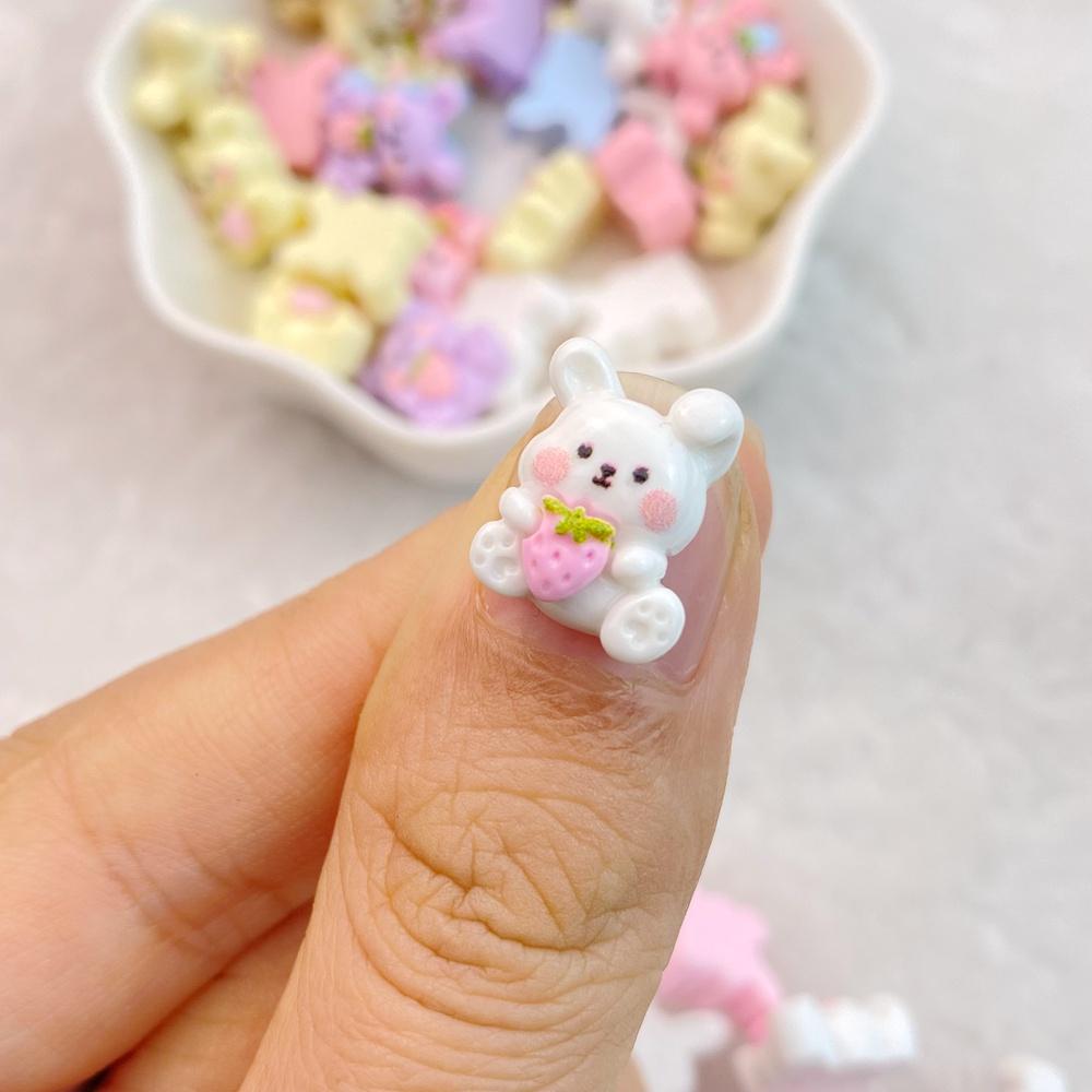20Pcs New Cute Mini Cartoon Little Rabbit Resin Flatback Ornament Jewelry Making Manicure Hairwear Accessorie