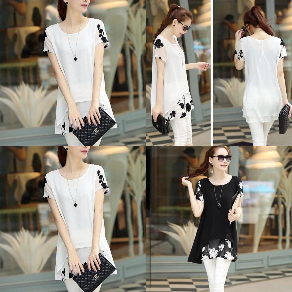Elegant Summer Women's Short Sleeve Round Neck Chiffon Dress In Various Sizes