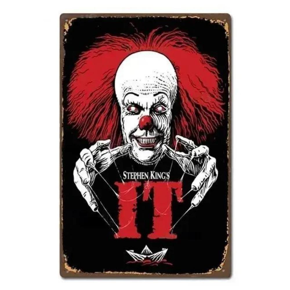 Kovové nástěnné umění Halloweenská hororová dekorace 20x30cm Domácí Jeskynní Muž Filmová cedule