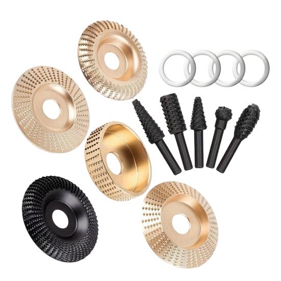 13/14Pcs Polishing Disc Wood Carving Set, Anti-Clogging Tooth Design Angle Grinder Polishing Pads for Woodworking Attachment