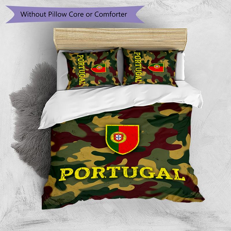 Set Biancheria da Letto Stampata Calcio Portogallo 3 Pezzi Set Copriletto Traspirante Accogliente come Regalo per la Casa Nuova o per le Feste