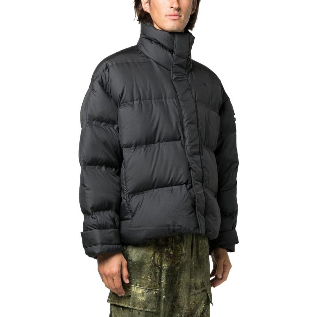 adidas Giacca da Uomo Originals Trefoil Logo Monocolore Zip Nascosta Collo Alto Capospalla Nero HM9221