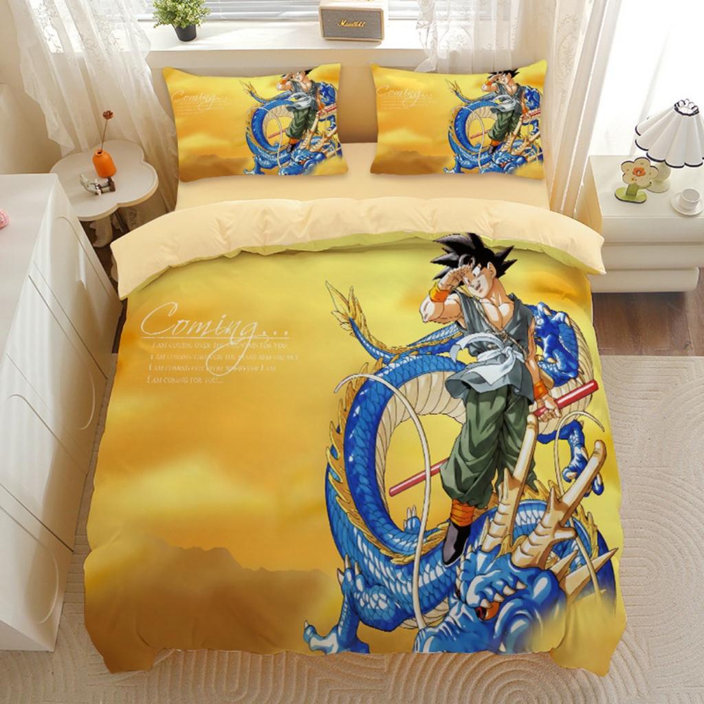 Японское Аниме Dragon Ball Постельное Белье Гоку Супер Сайян Пододеяльник Наволочка 2/3шт 3D Принты для Подростков Покрывало