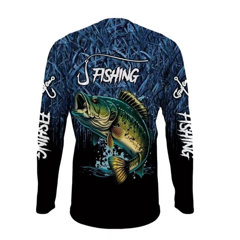 Autumn Men's Long Sleeved T-shirt 3D Printed Fishing Casual Sports Top Shirt