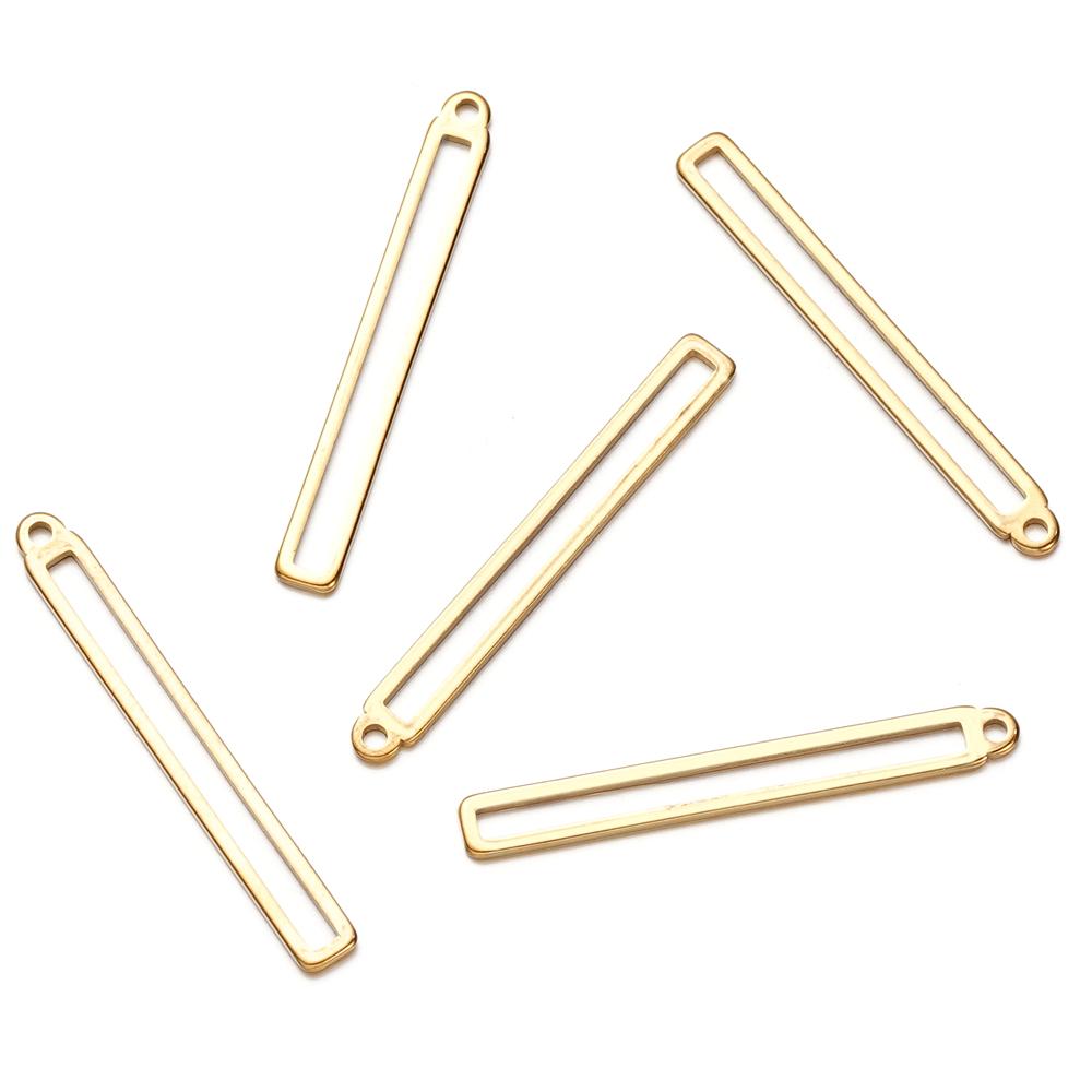 5/10Pcs 4*34.5mm Stainless Steel Hollow Rectangle Frame Charms Pendants for Earrings Necklace DIY Jewelry Making Wholesale