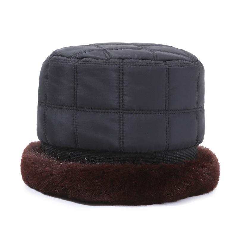 Autumn and winter cotton hat men's thickened mink hat neck protector old dad thickened warm mink hat