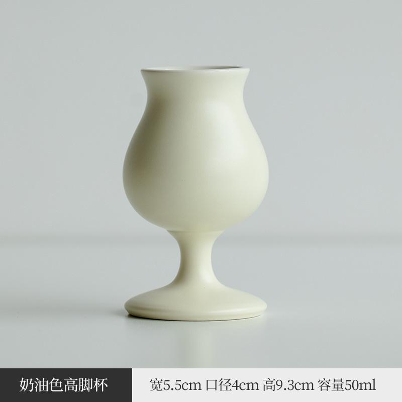 

50ML Custard Glaze High-legged Teacup Retro Tea Bowl Single Cups Tea-tasting Meditation Cup Chazhan Master Cup Teaset Craft Gift As your choose