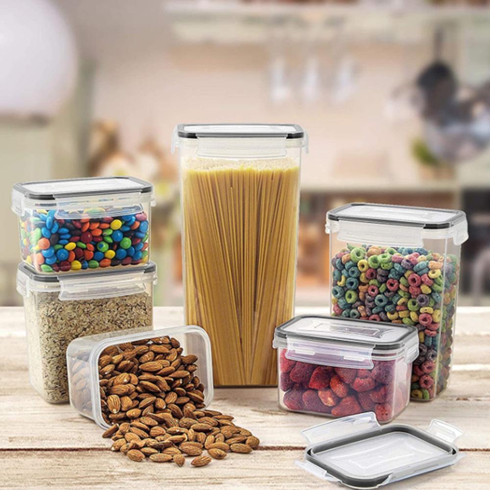 24 ks Sada Kuchyňská vzduchotěsná nádoba Nádoba na skladování obilí Chlazená Bez zápachu Průhledná PP Krabička pro uchování čerstvosti (Bez BPA, certifikováno FDA)