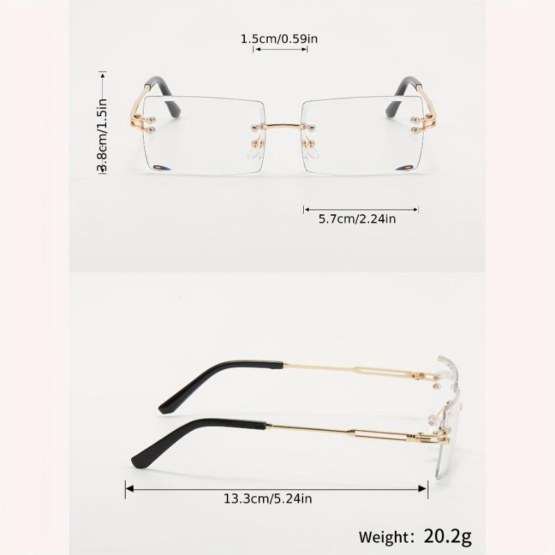Chic Rimless Rectangle Fashion Glasses for Men & Women - Gradient Lens Metal Frame Perfect for Driving