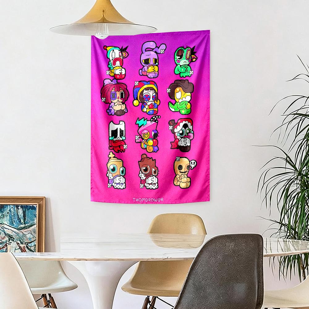 Digital Circus Wall Decor Tapestry Art For Pet Memorial Birthdaywedding Party Backdrop Family Gift