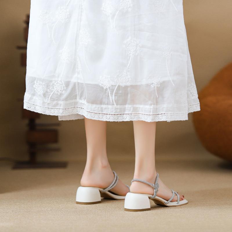 Going out temperament versatile slippers new rhinestone two wear sandals butterfly wear sandals women's shoes