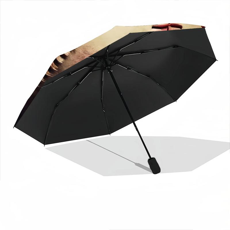 1pc American flag, baseball, and guitar Umbrella Portable Folding Umbrella Iron Frame Hole Bone Structure Outdoor Home Umbrella