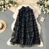 Summer Women Elegant Ruffles Mesh Tulle Cake Long Maxi Skirt