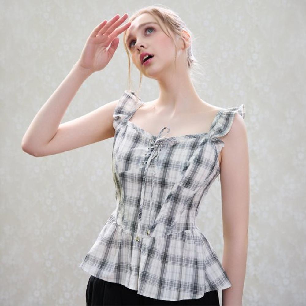 Egoist Check Corset Sleeveless Blouse Es2obl03 IV/55