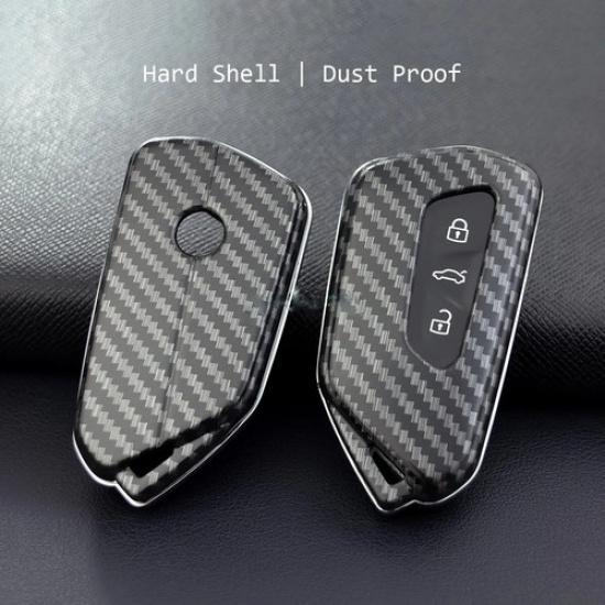 Carbon Fiber Car Key Fob Cover Case Shell For VW Golf GTI MK8 ID.4 -