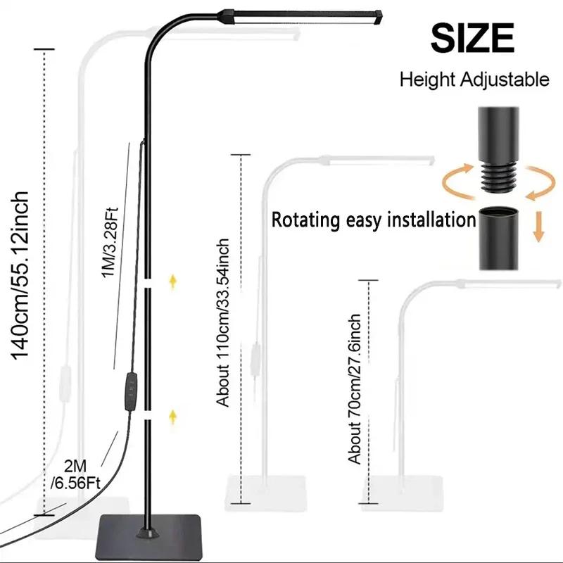 120LED Floor Lamp For Living Room Adjustable Gooseneck Stand Light Dimmable Indoor Bedroom Standing Reading Light Office