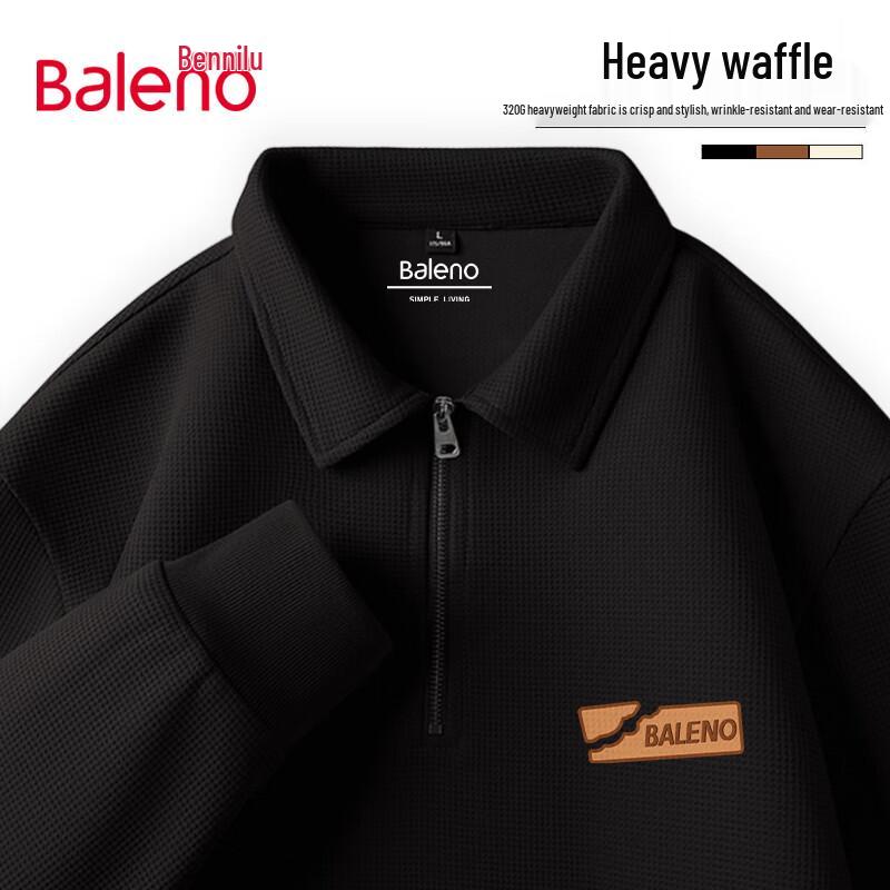 Baleno Men's American Casual Retro Half-Zip Polo Sweatshirt