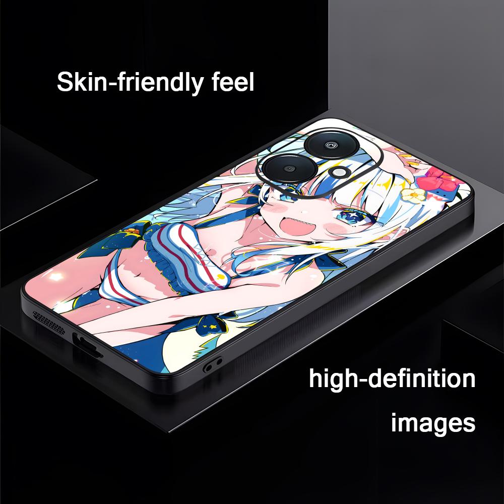 Gawr gura Virtuelle Sängerin Handyhülle Für Xiaomi Redmi 14C 13C 12C Note14 13 12 11 10 Pro Plus S Weiche Schwarze Handyhülle