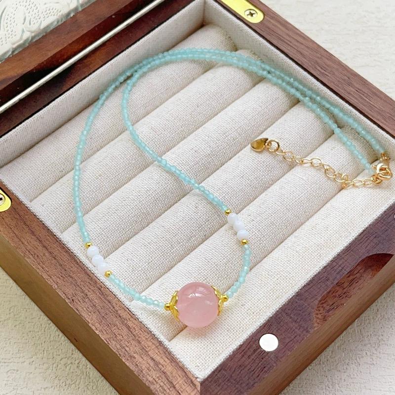 Natural Crystal Energy Necklaces - 4 Styles for Wealth, Love, Protection - Yellow Crystal, Rose Quartz, Malachite, Tiger's Eye Gift