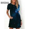 Funny Cat Print Women Dress New Summer Beach Short Sleeve O-neck Loose Casual Mini Dress Ladies Cartoon Sundress Oversized