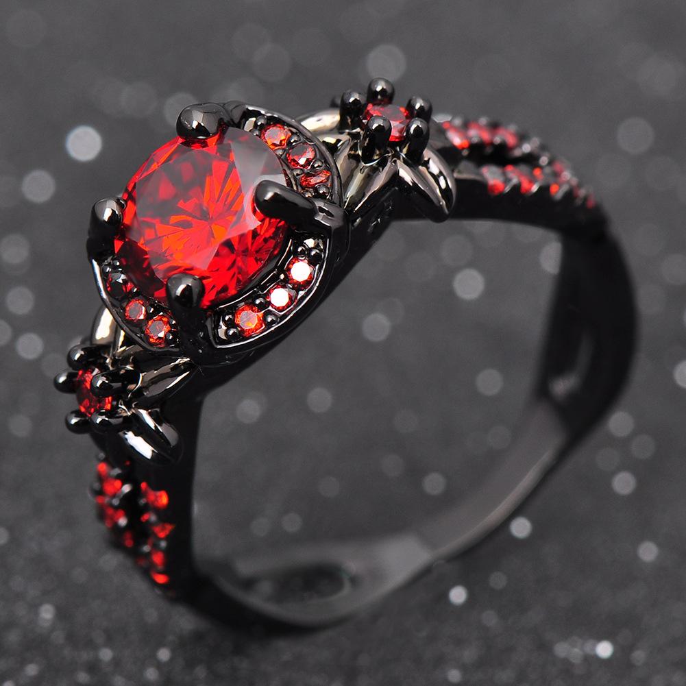 European and American black gold opal diamond-studded purple round diamond ring for men and women