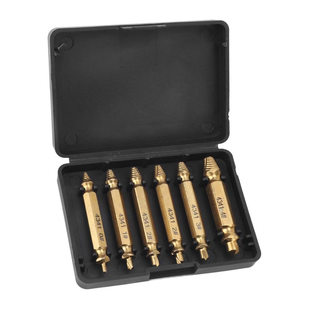 6pcs Drill Bit Screw Extractor Set HSS 4341 Stripped Screw Removal Tool For Stripped Screws