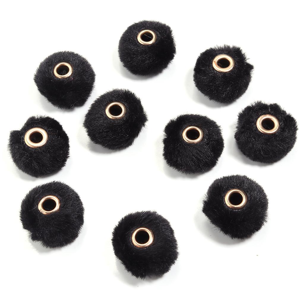 10pcs/bag Imitation Rabbit Fur Coverd Straight Hole Beads DIY Pompom Pendant for Jewelry Making DIY Necklace Pendant Earrings