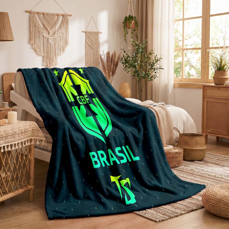 Brasilien landslaget Tryck Flanellfilt Mjuk Varm Soffa Säng Pläd för Hem Kontor Sovrum