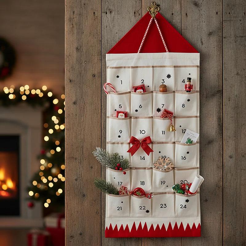 24 Pockets Multi-Functional Wall Storage Bag Door-Hanging Storage Organizer Bag Household Festival Decorations Gift for Friends