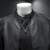 Men's Retro PU Leather Motorcycle Jacket with Stand Collar