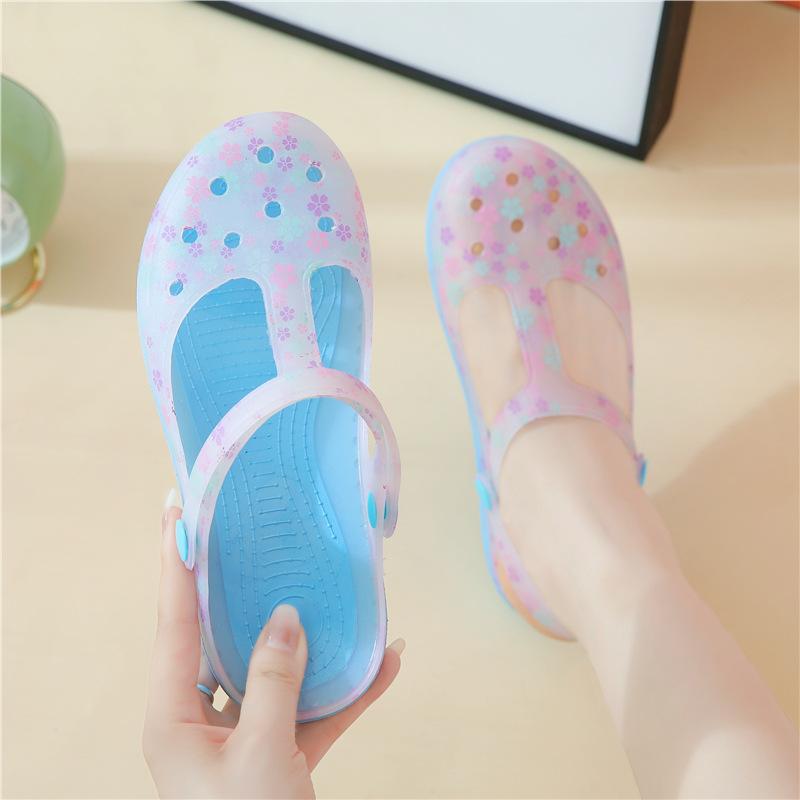 

Модные легкие желейные туфли Летние новые шлепанцы Удобные с круглым носком Плоская обувь Повседневные Нескользящие Пляжные туфли Сандалии женские на мягкой подошве 36