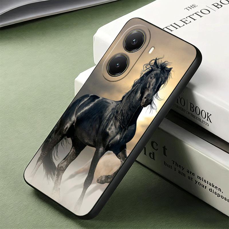 Black Horse Galloping Soft Phone Case for Xiaomi Poco X5 X6 X7 X8 Pro Max X3 F7 F8 Ultra M8 M7 M6 M5 Redmi 15 15C 14C 13C 12C X4
