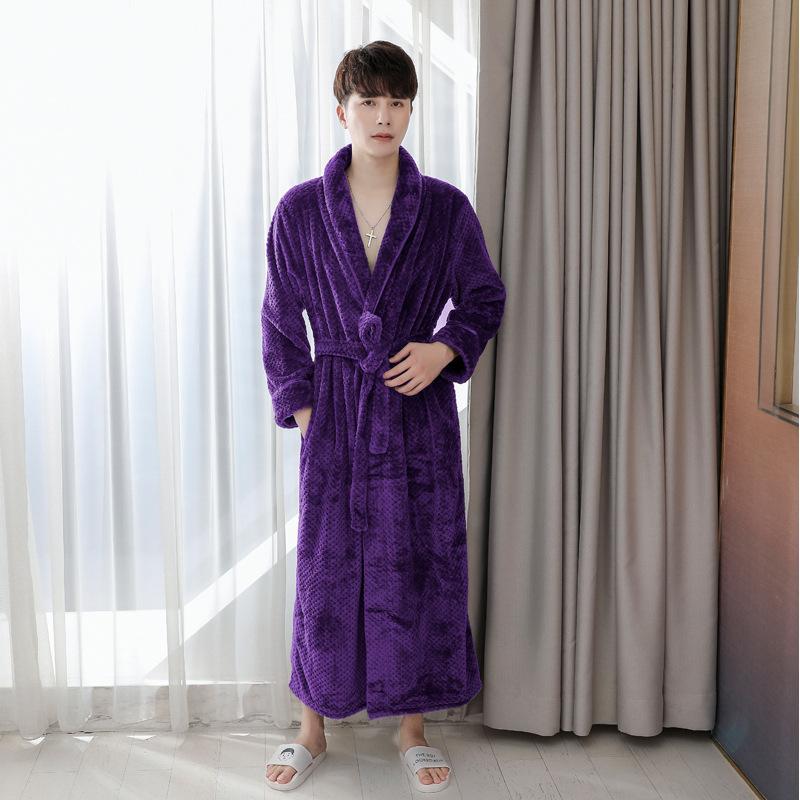 Herbst und Winter Superlanges Nachtkleid Damen Verdicktes Nachthemd Korallenvlies Bademantel Schlafanzug für Paare