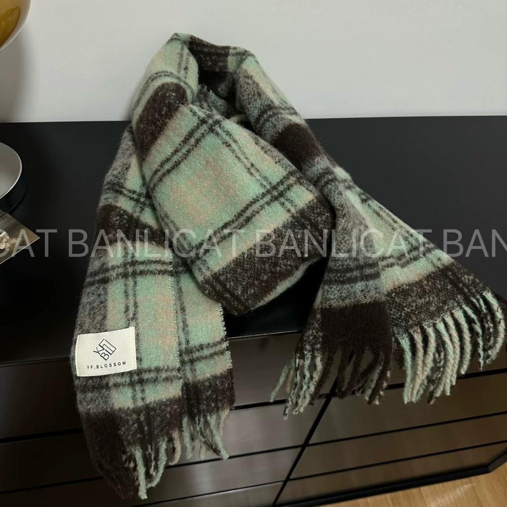 New Maillard plaid scarf women's autumn and winter ins scarf retro imitation cashmere student thickened scarf manufacturer
